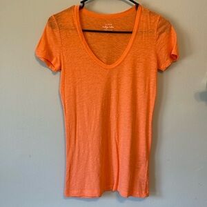 J Crew Vintage Cotton Semi Sheer Basic Baby Tee Sz XXS Peach